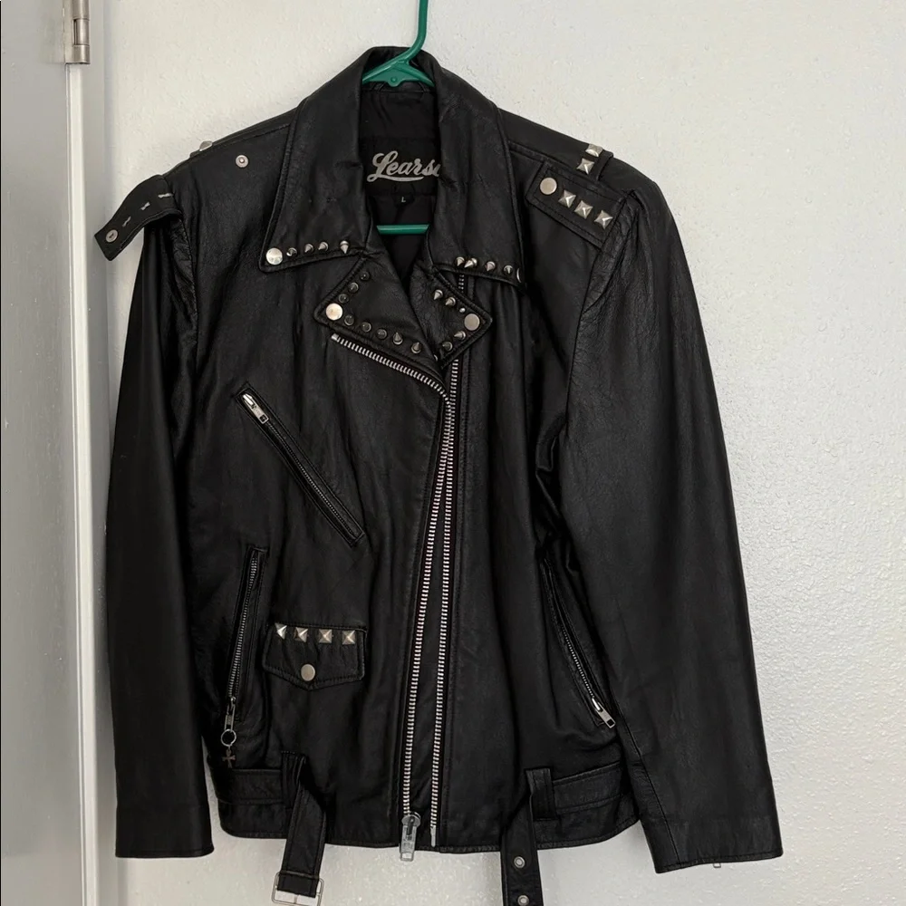 Black Leather Studded Jacket - Picture 1 of 9